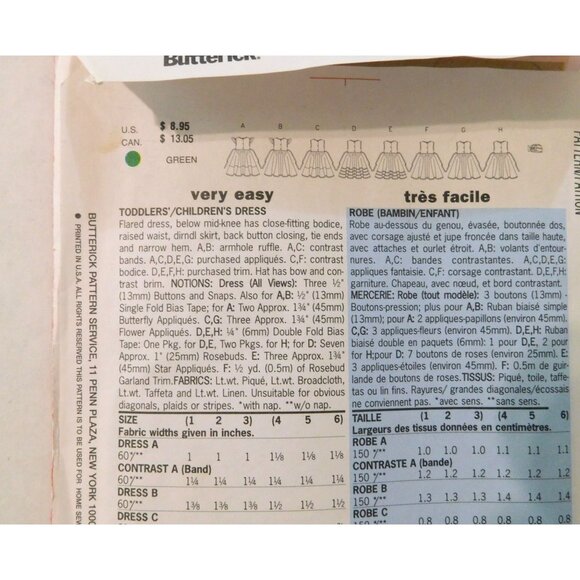 Butterick 6486 Flare Dress Toddler Size 1 2 3 Sewing Pattern Uncut Vintage 2001 - Picture 3 of 4